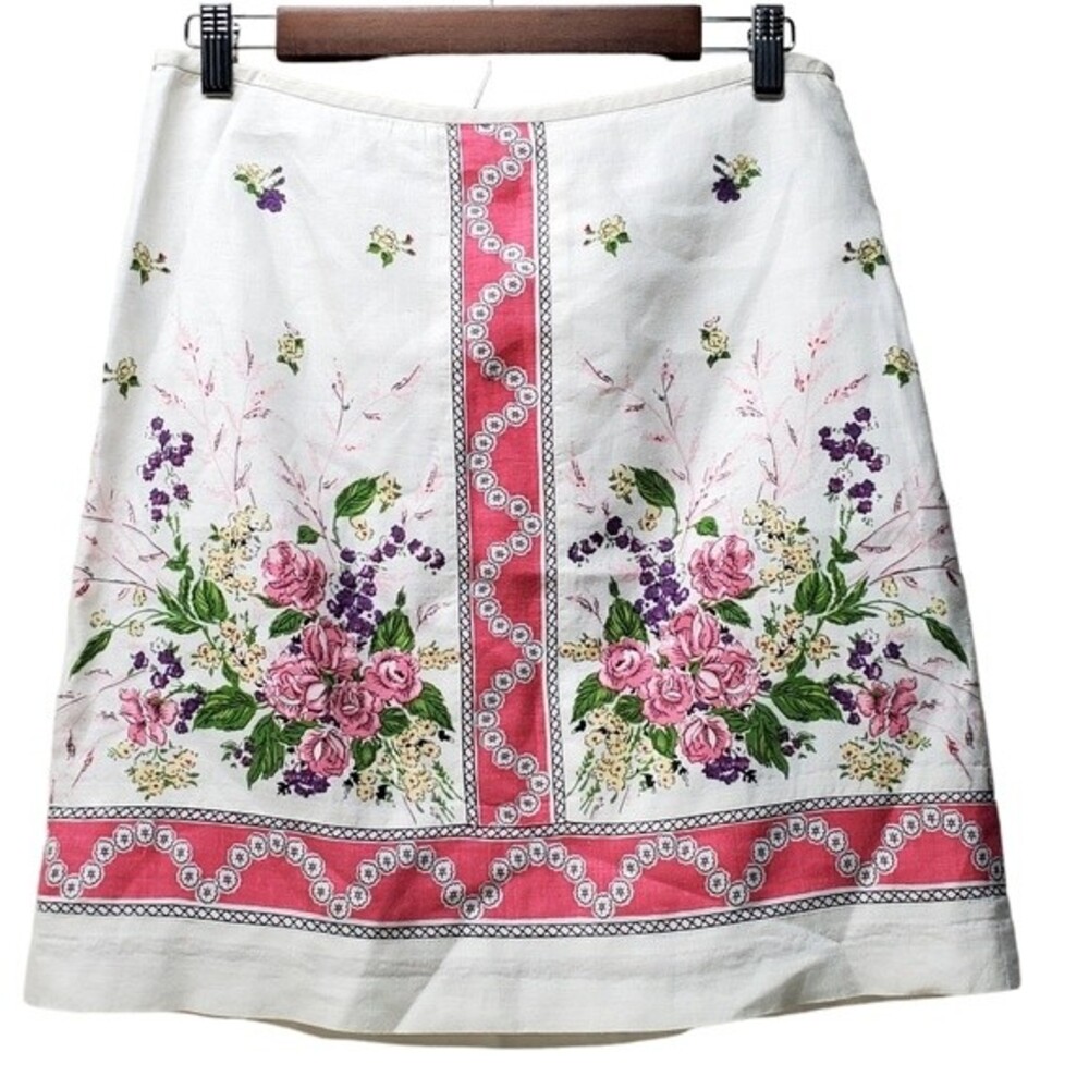 ANN TAYLOR LOFT Petite Floral Border Print A-Line Skirt Size 6P